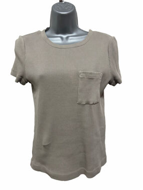 NWT Madewell Garment-Dyed Ribbed Crewneck Pocket Tee size medium gray NU846